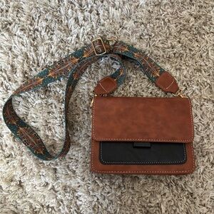 Brown and Black Women's Crossbody Bag